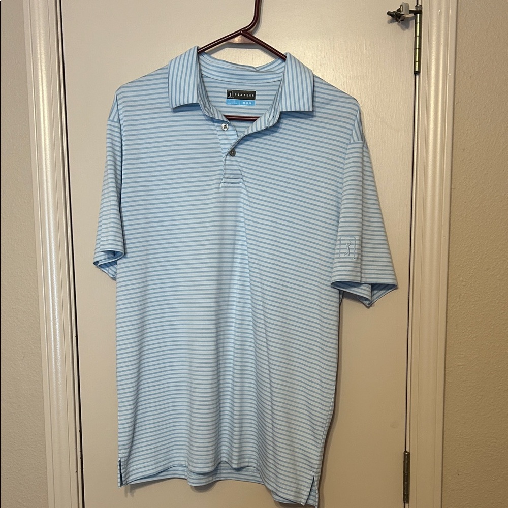 PGA Tour Men's Blue Striped Polo